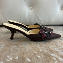 Load image into Gallery viewer, Vintage Jewel Sequin Pointed Toe Mule Kitten Heels
