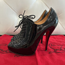 Load image into Gallery viewer, Patent Leather Christ 100 Lace Up Booties
