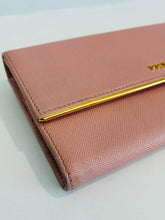 Load image into Gallery viewer, Saffiano Leather Lux Metal Bar Continental Wallet
