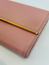 Load image into Gallery viewer, Saffiano Leather Lux Metal Bar Continental Wallet
