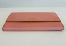 Load image into Gallery viewer, Saffiano Leather Lux Metal Bar Continental Wallet
