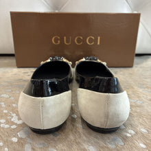 Load image into Gallery viewer, Patent Leather and Suede Bamboo Horsebit Ballet Flats
