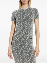 Load image into Gallery viewer, Floral Motif Jacquard Short Sleeved T-Shirt
