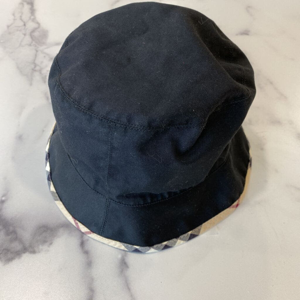 Cotton Bucket Hat with Plaid Trim